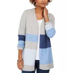 Charter Club Women Cardigan Sweater Color Blocking Blue Size Large